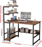 ALISENED Computer Desk with 4-Tier Storage Shelves, 43.3 inch Modern Large Office Desk Computer Table Studying Writing Desk Workstation with Bookshelf and Tower Shelf for Home Office - Image 3